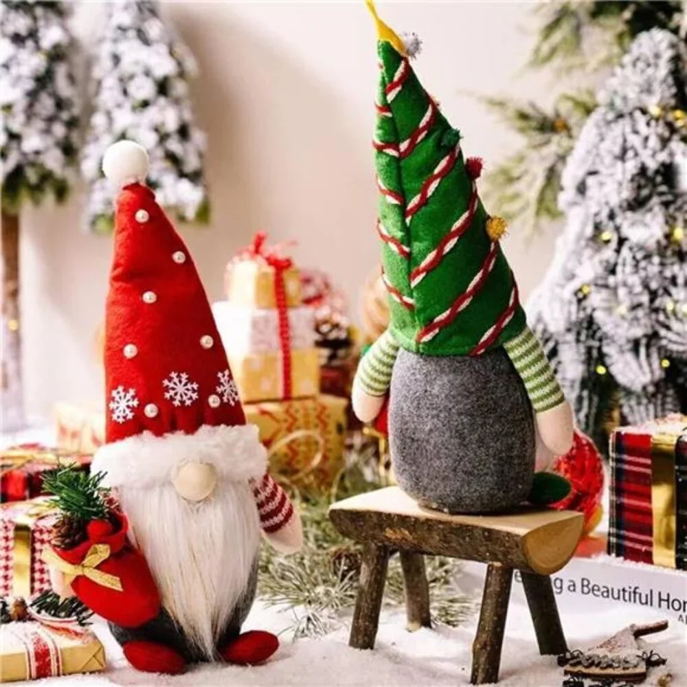 Christmas Gnome Plush Holiday Decorations Scandinavian Tomte Elf Table Decor Red